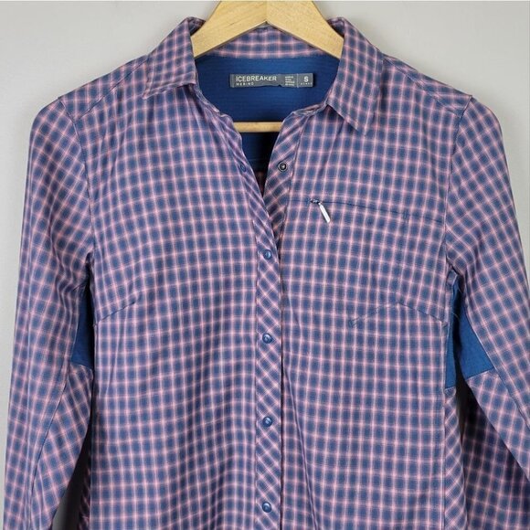ICEBREAKER terra plaid long sleeve shirt merino wool S - Picture 3 of 15